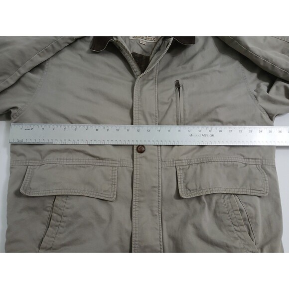 Chore Barn Hunting Field Barn Coat Jacket Bomber Large Plaid Flannel Lined Khaki - Picture 9 of 11